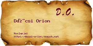 Décsi Orion névjegykártya